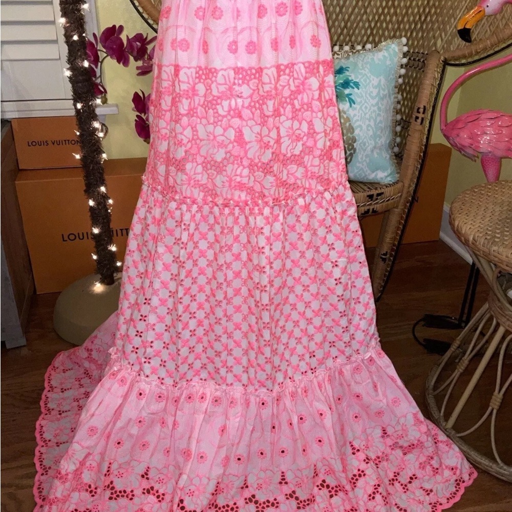 Lilly Pulitzer NWT Kyla Maxi Dress Lilly’s Coral Garden Eyelet Size 12,14 - Picture 15 of 16